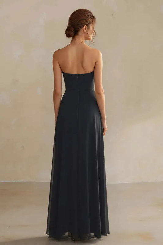 Chic Sheath Strapless Sleeveless Open Back Floor-Length Prom Dresses