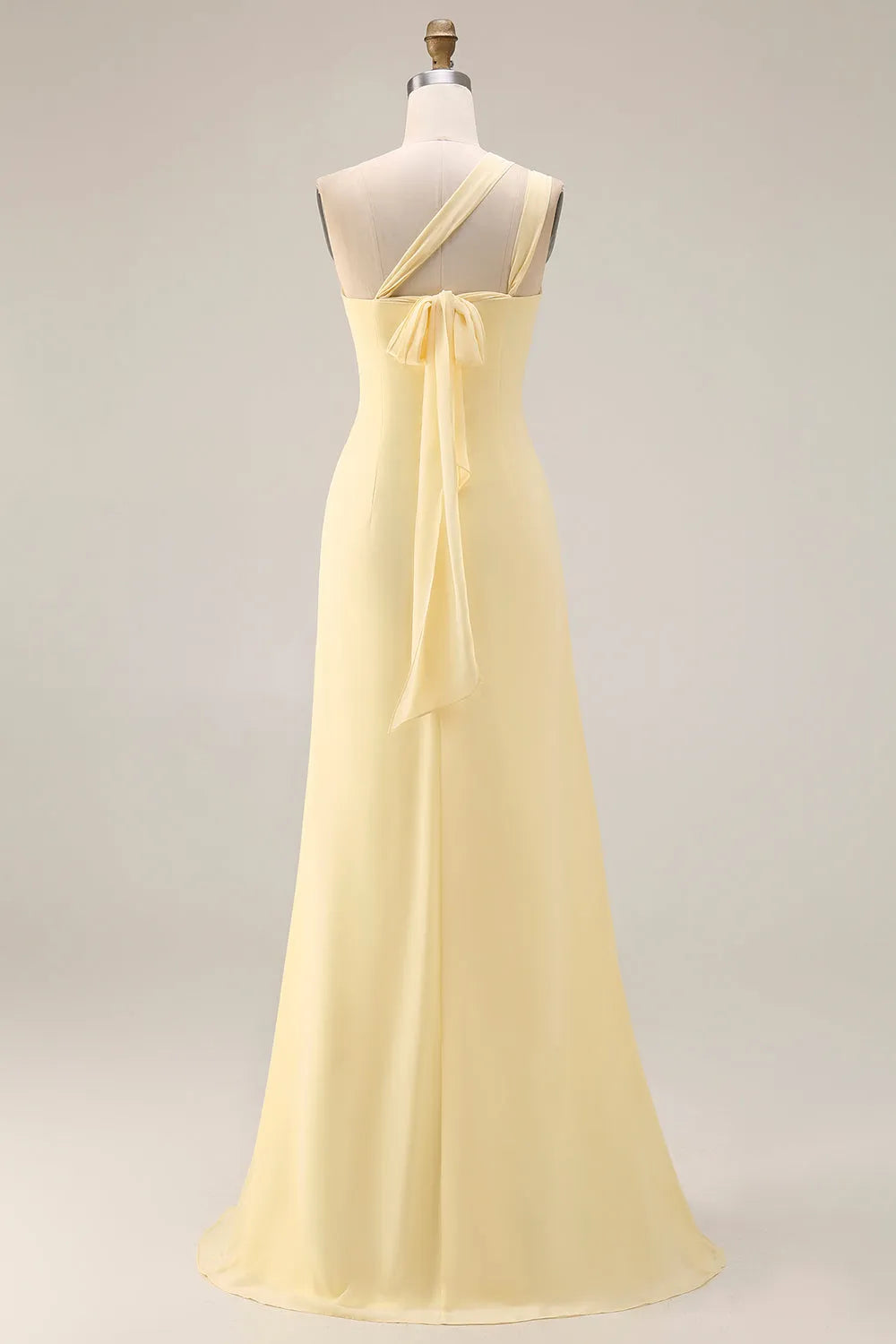 Charming Sheath Deep V Crossover-Strap Tie Back Long Bridesmaid Dresses