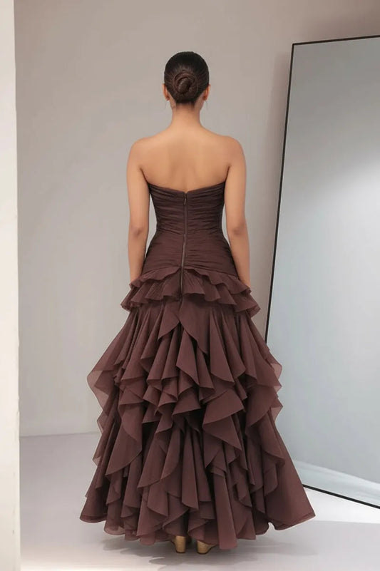 Chic Ball Gown Sweetheart Neck Strapless Zipper Back Long Prom Dresses