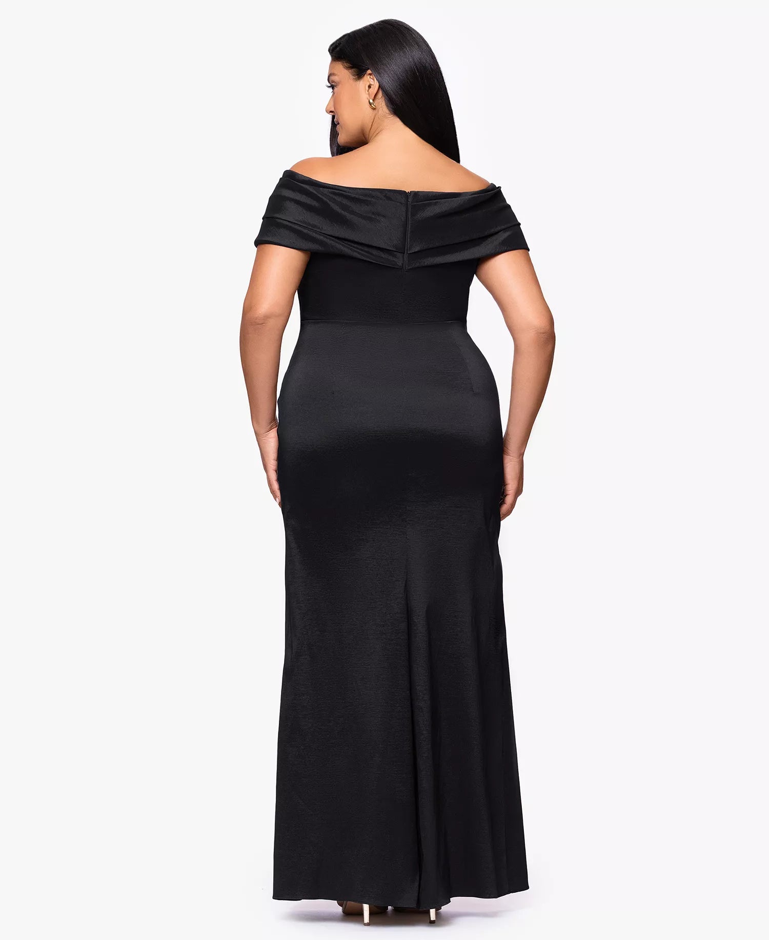 Chic Mermaid Off-The-Shoulder Short-Sleeve Open-Back Floor-Length Plus Size Dresses
