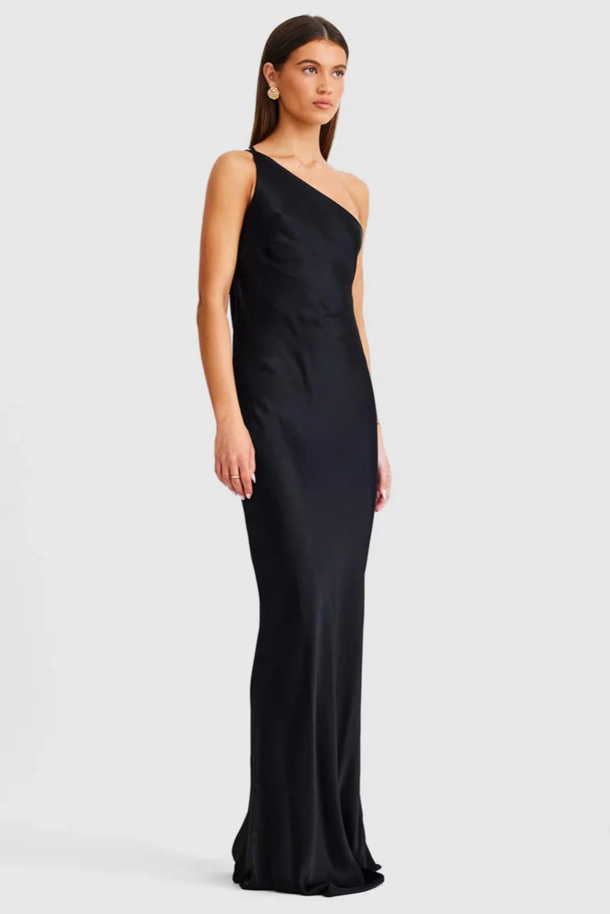 Chic Sheath One-Shoulder Sleeveless Open Back Long Prom Dresses