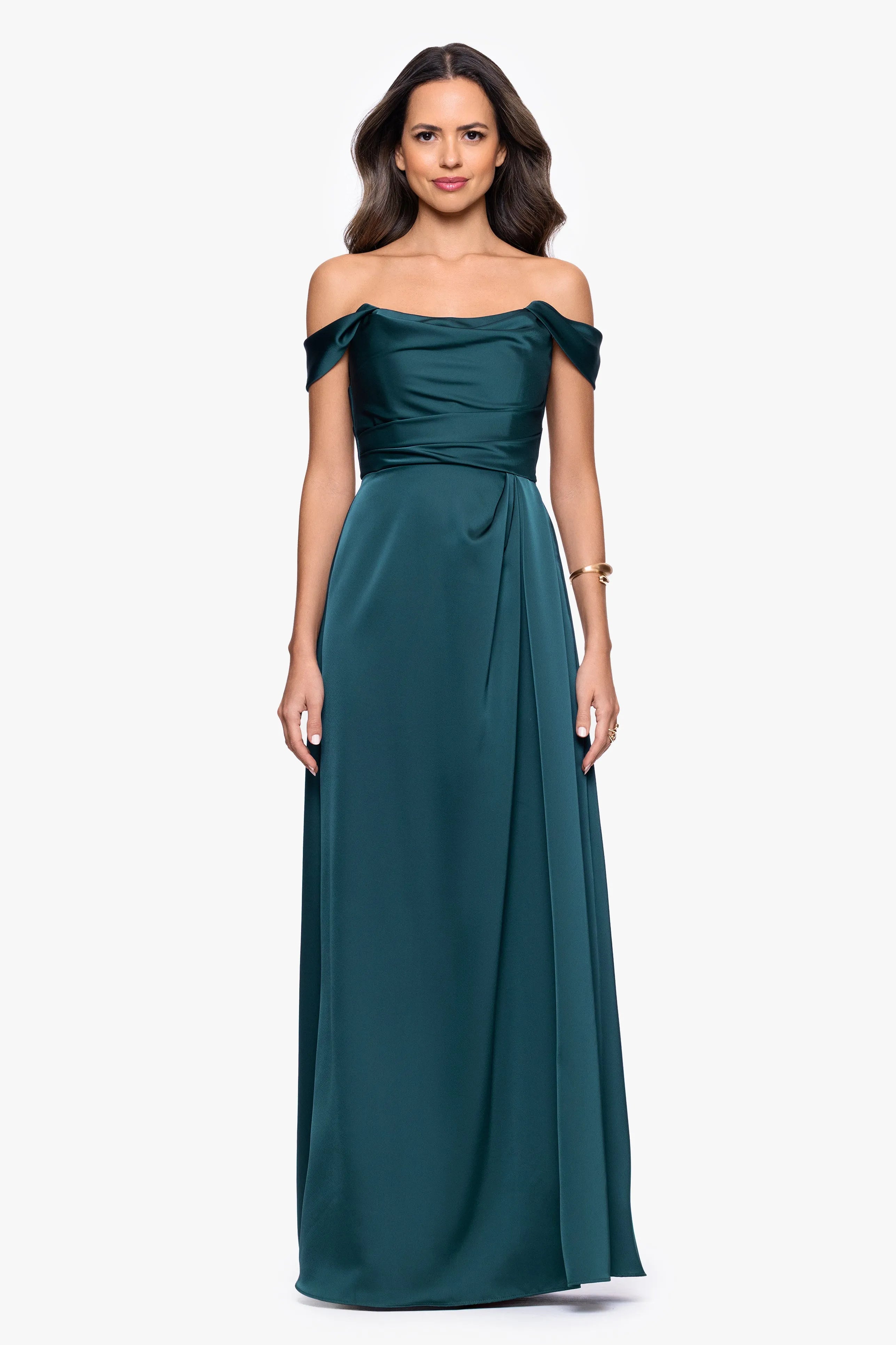 Elegant A-Line Off-the-Shoulder Cap Sleeve Zipper-Back Floor-Length Mother of the Bride Dresses
