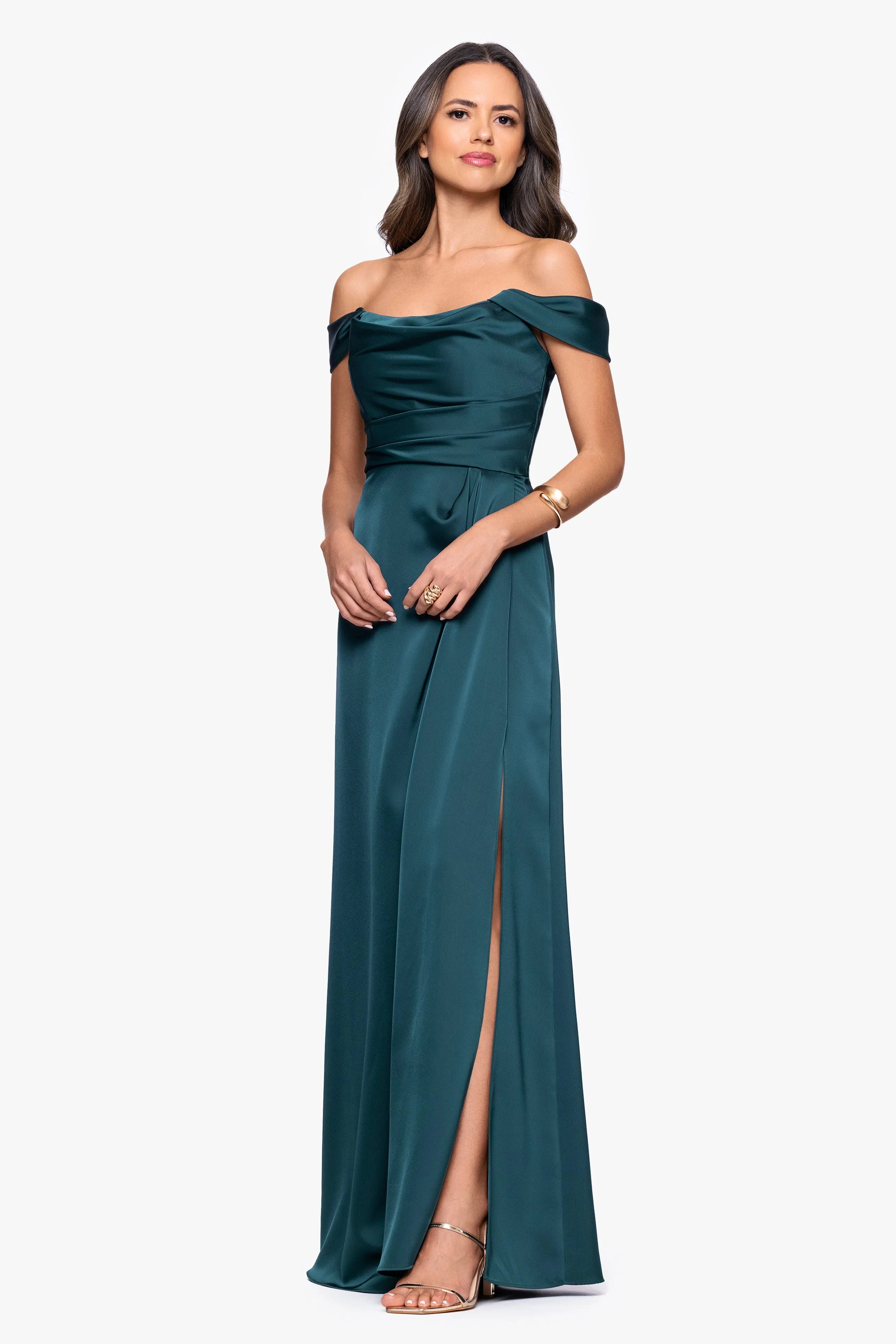 Elegant A-Line Off-the-Shoulder Cap Sleeve Zipper-Back Floor-Length Mother of the Bride Dresses