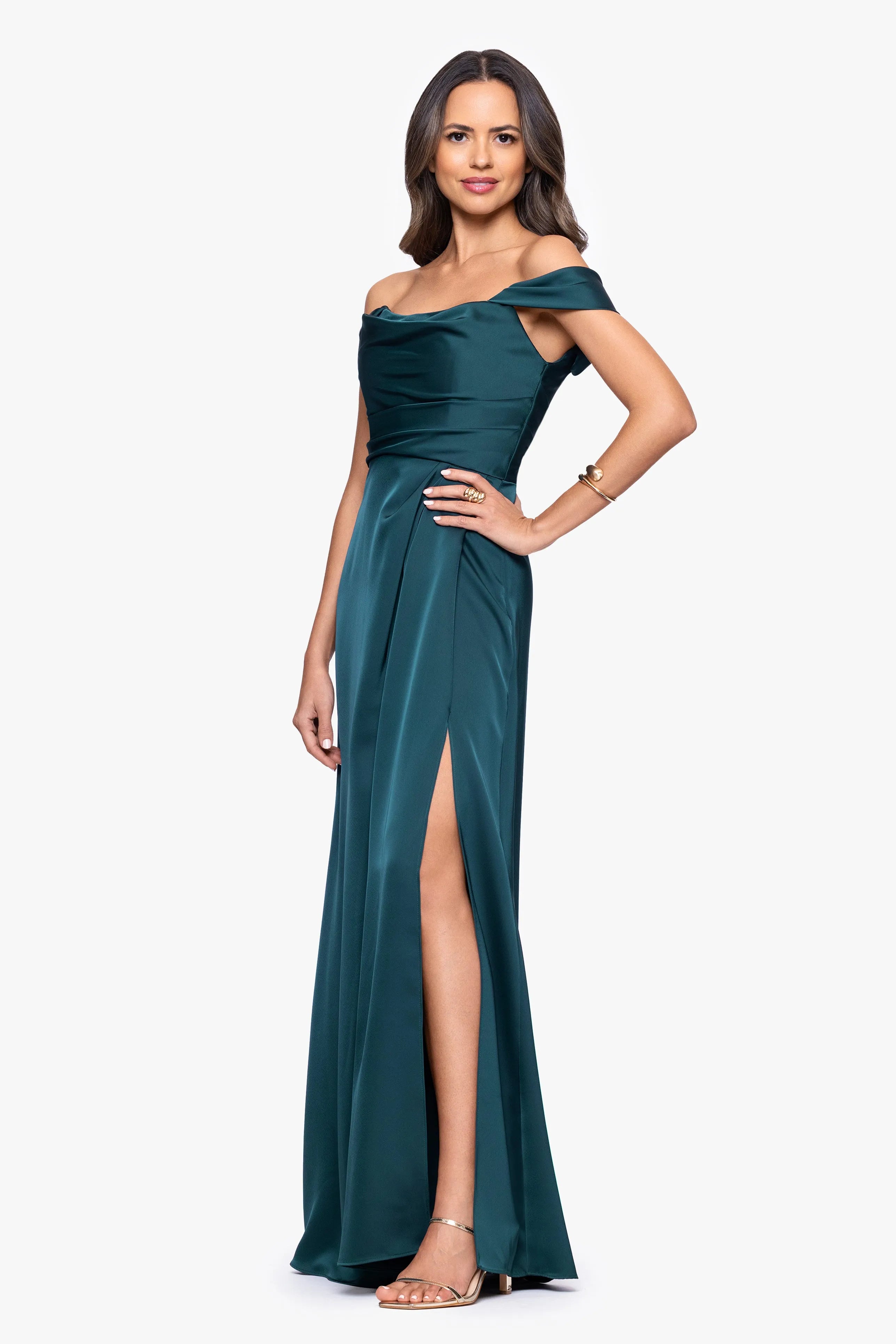 Elegant A-Line Off-the-Shoulder Cap Sleeve Zipper-Back Floor-Length Mother of the Bride Dresses