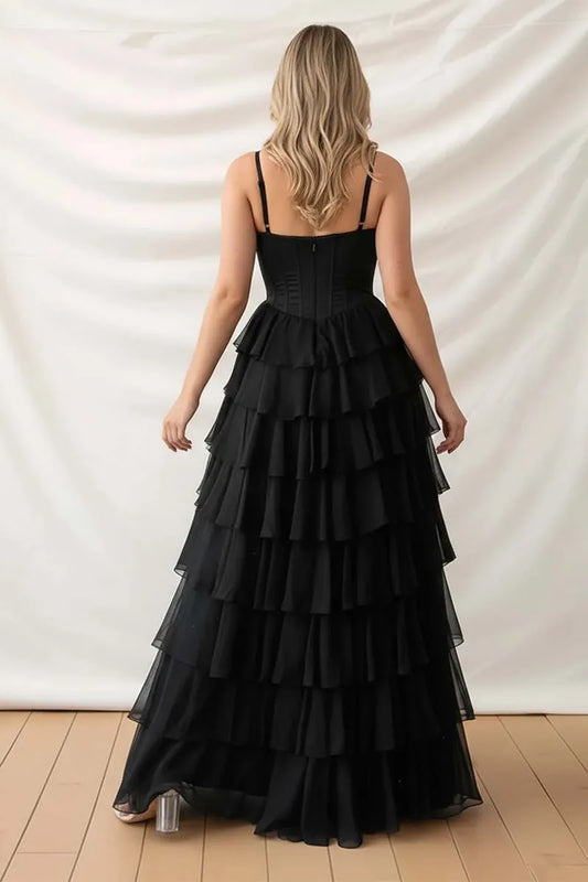 Elegant A-Line Sweetheart Neck Spaghetti Strap Zipper Back Long Prom Dresses