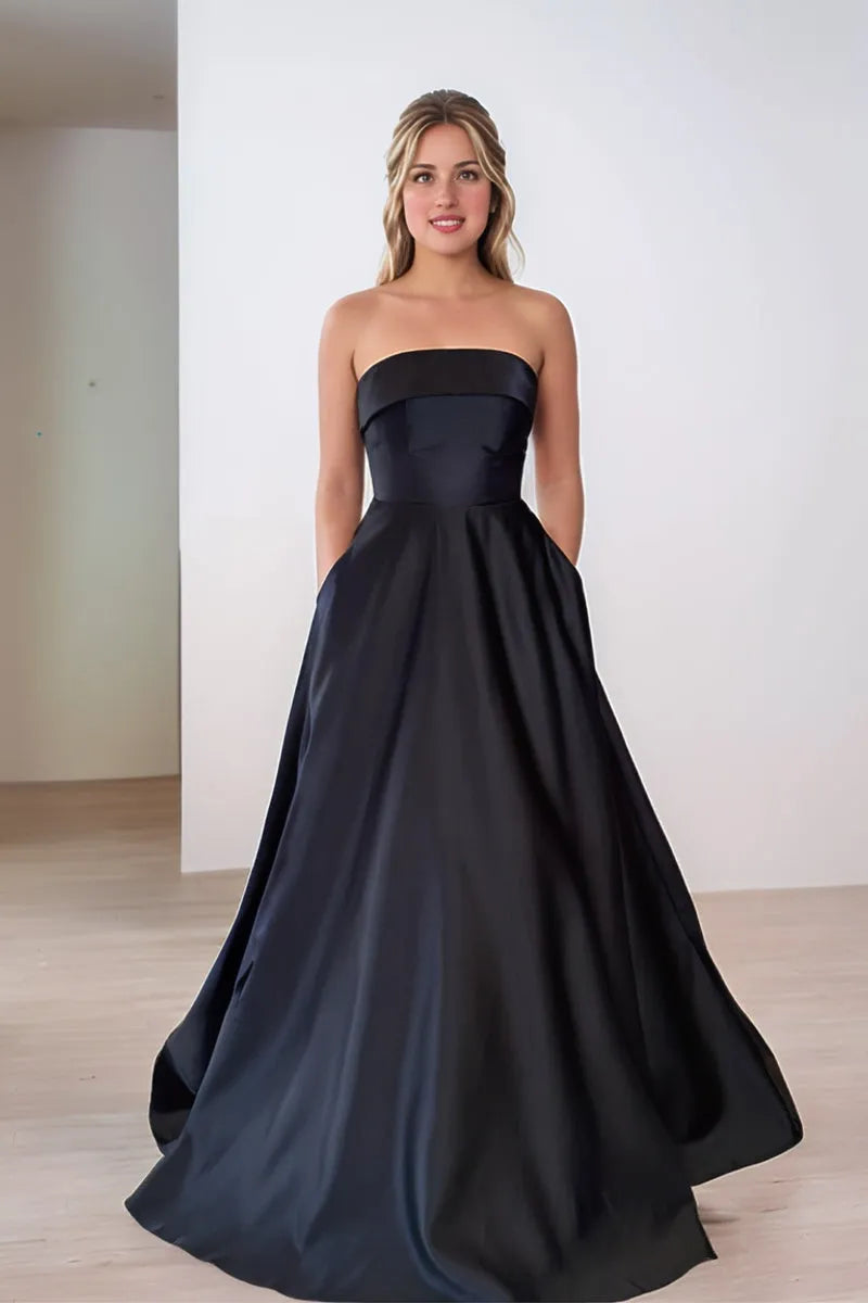 Elegant Ball Gown Strapless Sleeveless Open Back Floor-Length Prom Dresses