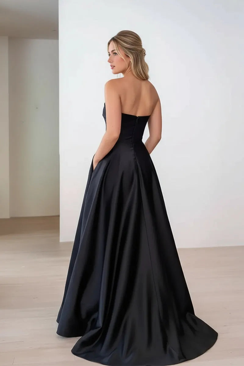 Elegant Ball Gown Strapless Sleeveless Open Back Floor-Length Prom Dresses