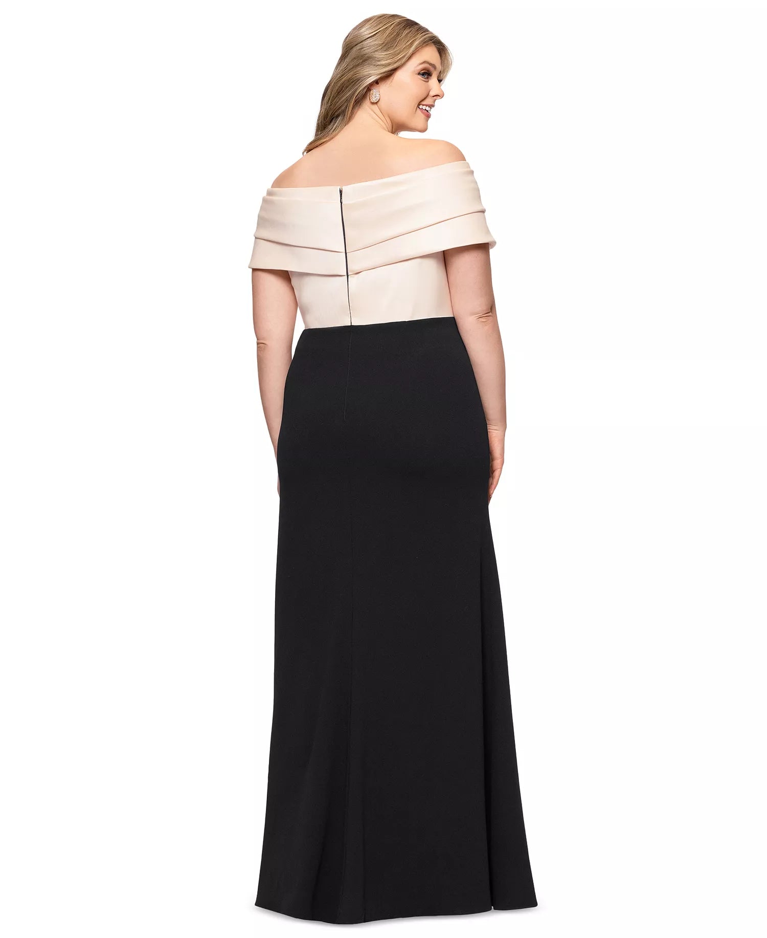 Elegant Mermaid Off-The-Shoulder Short-Sleeve Open-Back Floor-Length Plus Size Dresses