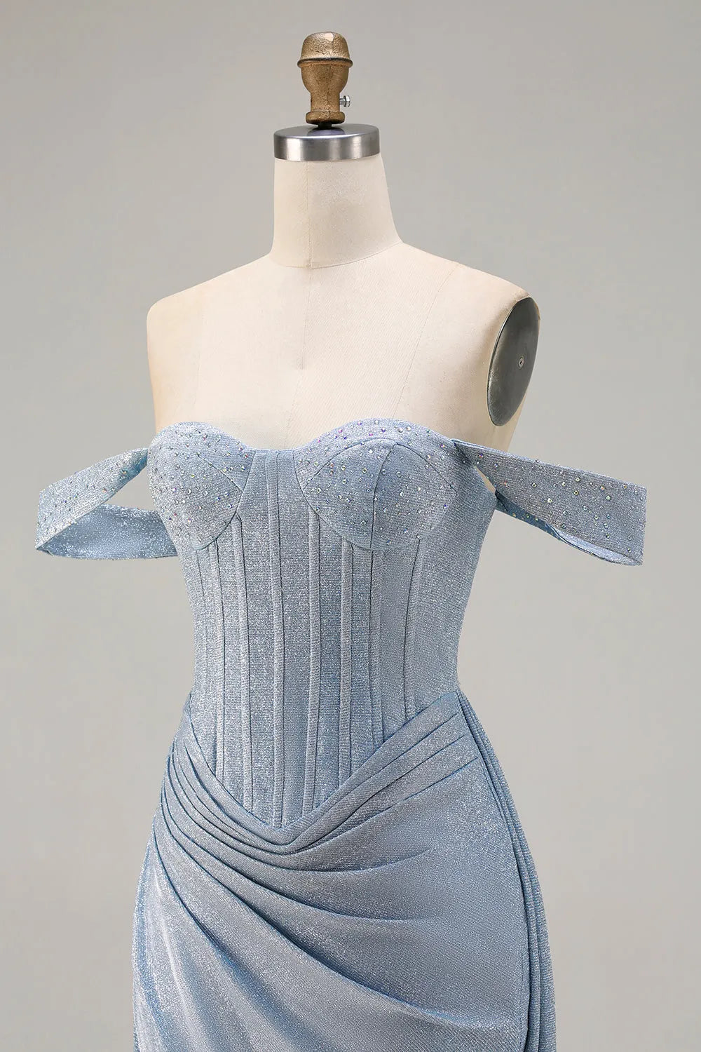 Elegant Mermaid Off-The-Shoulder Sleeveless Contrast Slit Floor Length Prom Dresses