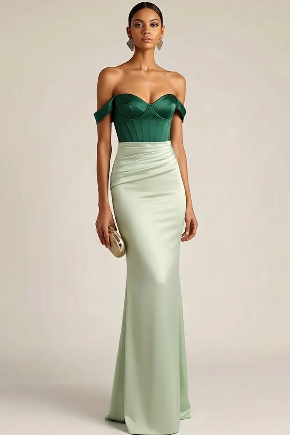 Elegant Mermaid Off-The-Shoulder Sleeveless Lace Up Back Floor Length Prom Dresses