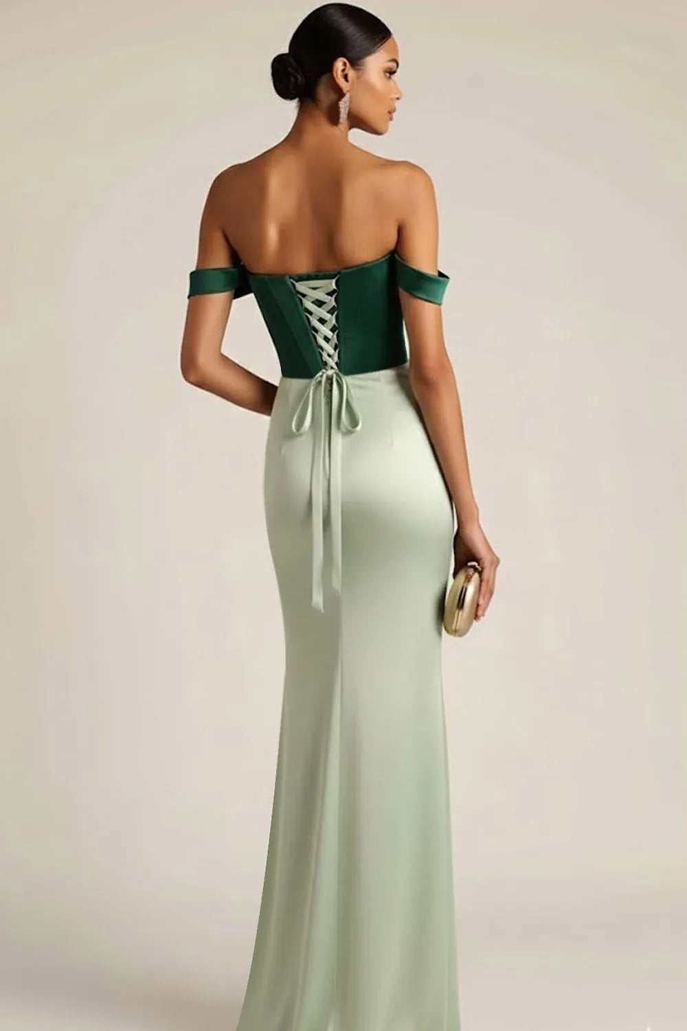 Elegant Mermaid Off-The-Shoulder Sleeveless Lace Up Back Floor Length Prom Dresses