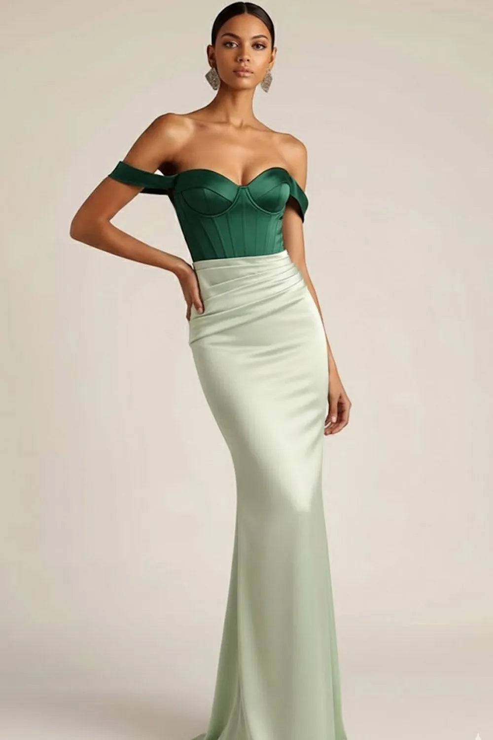 Elegant Mermaid Off-The-Shoulder Sleeveless Lace Up Back Floor Length Prom Dresses