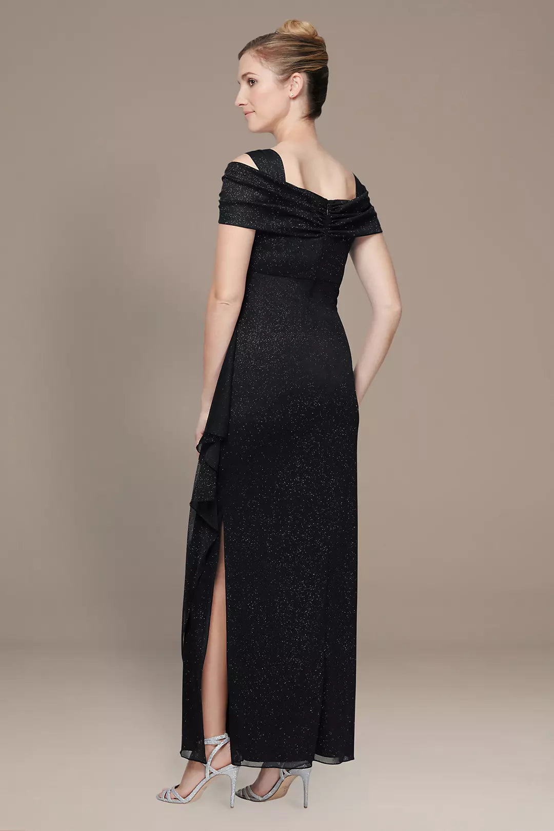 Elegant Sheath Square Neck Cold-Shoulder Ruched Back Floor-Length Evening Dresses