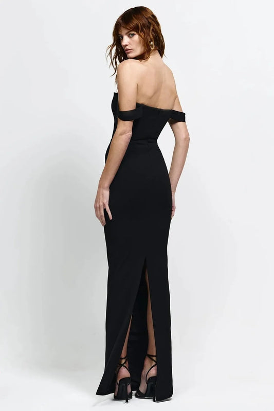 Elegant Sheath V-Neck Off Shoulder Sleeveless Zipper Back Long Prom Dresses