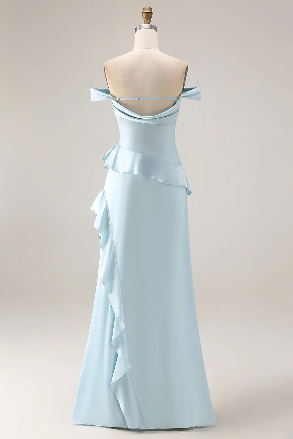 Elegant Trumpet Off-Shoulder Sleeveless Zip Back Long Bridesmaid Dresses