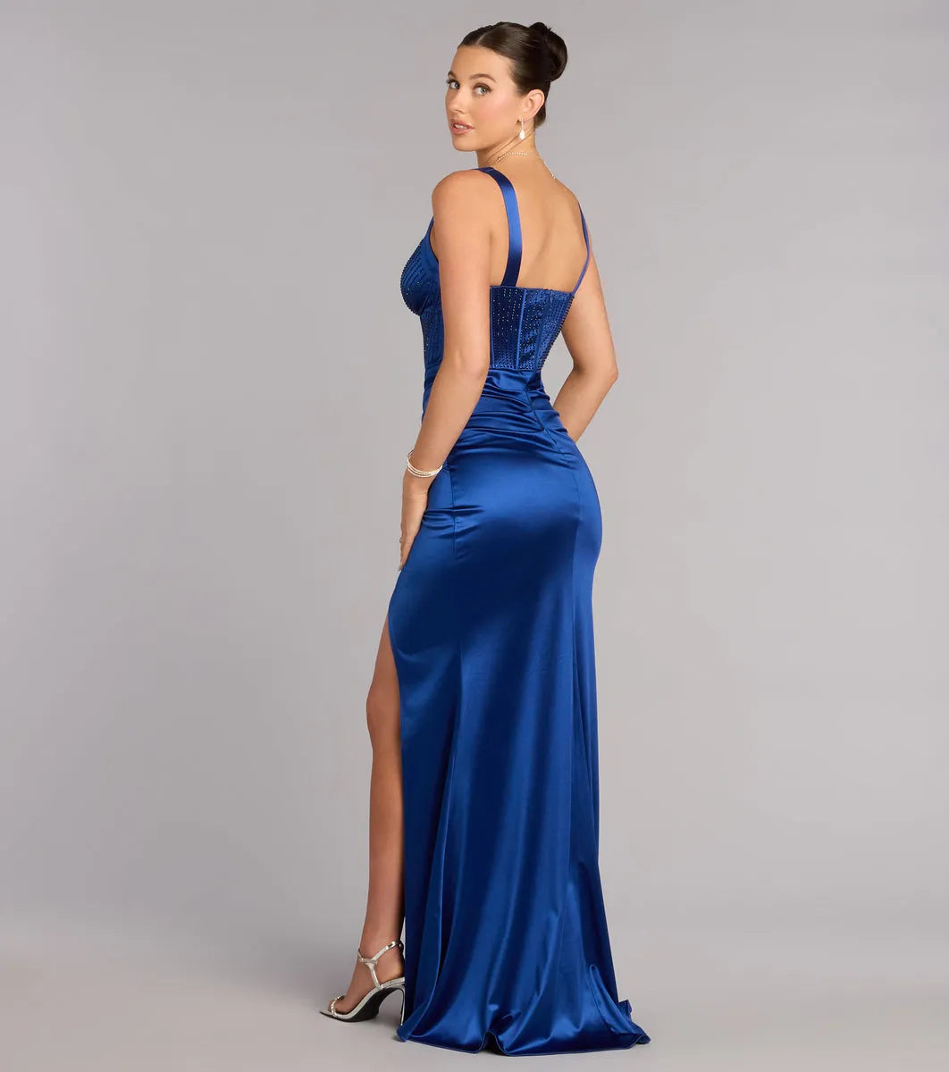 Glam Mermaid Sweetheart Sleeveless Open-Back Floor-Length Prom Dresses