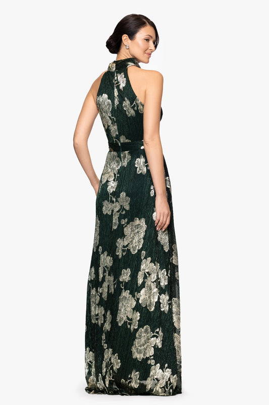 Glamorous A-Line Halter Neck Sleeveless Open-Back Floor-Length Mother of the Bride Dresses