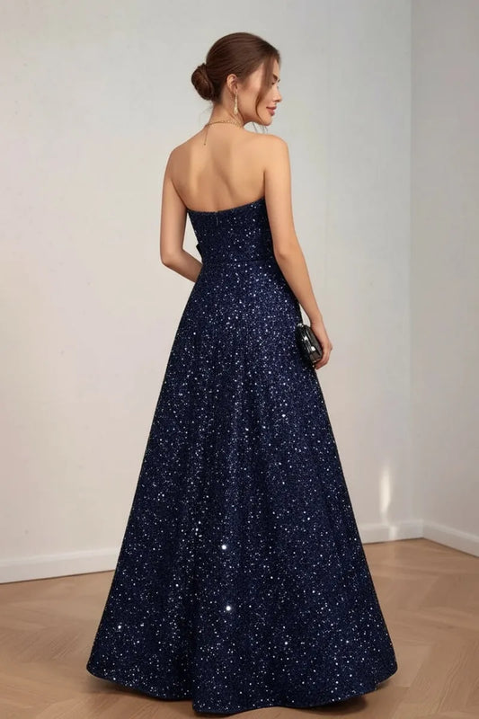 Glamorous Ball Gown Sweetheart Neck Sleeveless Bow Sequin Zipper Back Long Prom Dresses