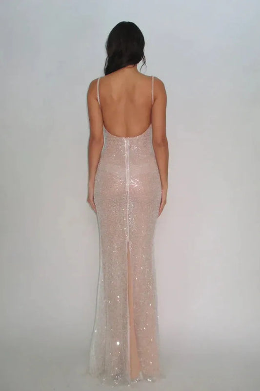 Glamorous Trumpet Square Neck Spaghetti Strap Zipper Back Long Prom Dresses