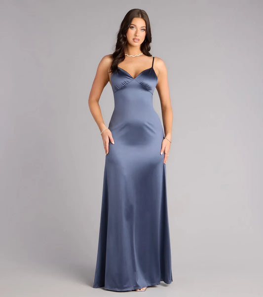 Luxe A-Line Sweetheart Spaghetti-Strap Open-Back Floor-Length Prom Dresses