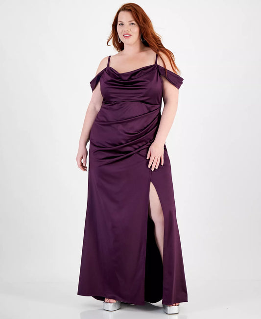 Romantic Mermaid Cold-Shoulder Sleeveless Open-Back Floor-Length Plus Size Dresses