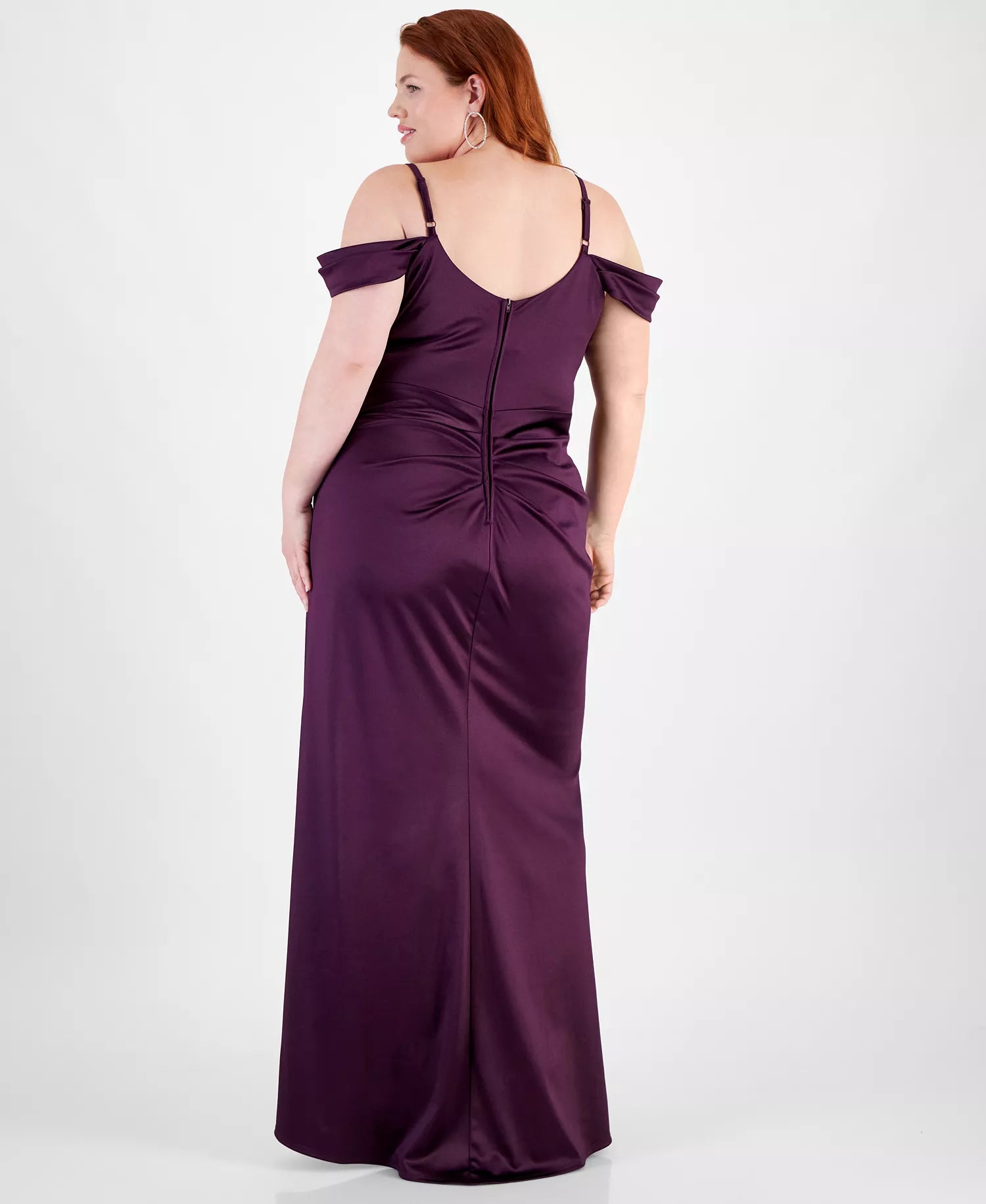 Romantic Mermaid Cold-Shoulder Sleeveless Open-Back Floor-Length Plus Size Dresses