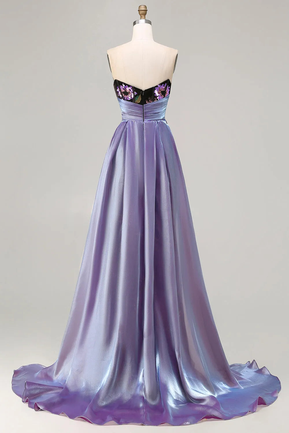 Glamorous A-Line Sweetheart Neck Sleeveless Contrast Back Floor Length Prom Dresses