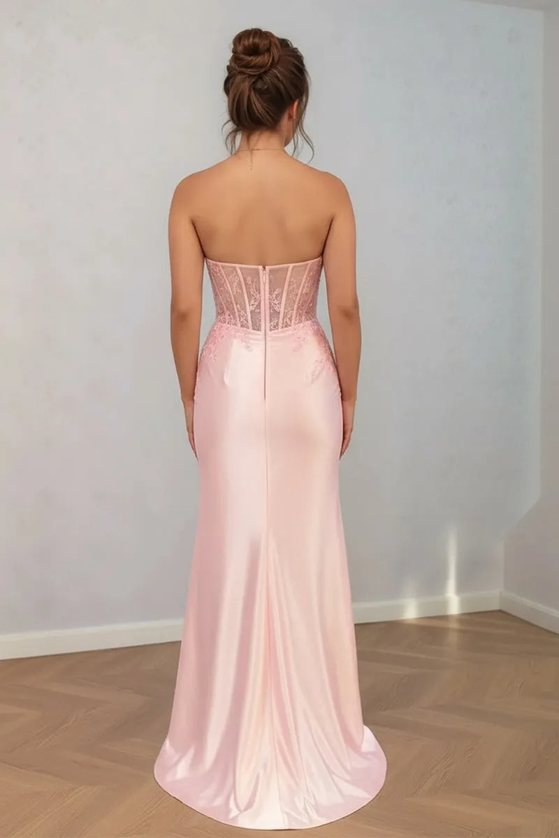 Romantic Mermaid Sweetheart Neck Sleeveless Lace Back Floor-Length Prom Dresses